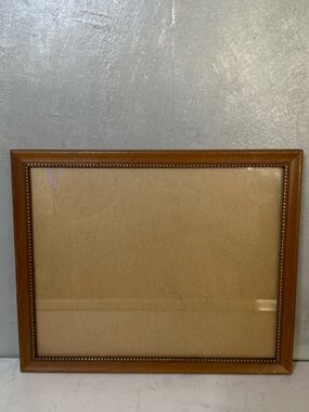VINTAGE MCM BEADED  8X10 Wood Photo Frame Brown GOLD TRIM